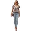 imageWomens Cap Sleeve Summer Tops 2025 Trendy Tank Tops Lace V Neck Loose Fit ShirtsBpattern 11