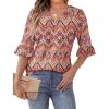 imageSAMPEEL 34 Length Sleeves Womens Tops Blouses for Women Dressy Casual Tops Trendy Summer Shirts Spring Clothes 2025Floral Bohemia
