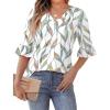 imageSAMPEEL 34 Length Sleeves Womens Tops Blouses for Women Dressy Casual Tops Trendy Summer Shirts Spring Clothes 2025Floral Leaves