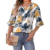 imageSAMPEEL 34 Length Sleeves Womens Tops Blouses for Women Dressy Casual Tops Trendy Summer Shirts Spring Clothes 2025Floral Painting
