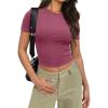 imageSAMPEEL Crop Tops for Women Summer Trendy Tight Tshirts 2024 Slim FitFuchsia