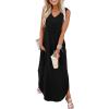 imageSAMPEEL Summer Dresses Maxi Dress Vacation Beach Sundresses 2025 with PocketsBlack