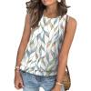 imageSAMPEEL Summer Tank Tops for Women Loose Fit Casual Round Neck Sleeveless Eyelet Tanks Trendy Vocation Outfits 2025Leaf Print