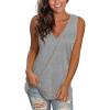 imageSAMPEEL Womens Summer Tank Tops Basic Tanks V Neck Sleeveless T Shirts Side Split104tank Grey