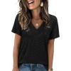 imageSAMPEEL Womens Summer Tops Trendy 2025 Eyelet Crossed V Neck T Shirts Loose Casual Short Sleeve Tshirts Shirts FashionAll Black