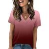 imageSAMPEEL Womens Summer Tops Trendy 2025 Eyelet Crossed V Neck T Shirts Loose Casual Short Sleeve Tshirts Shirts FashionOmbre Burgundy
