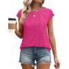imageSAMPEEL Womens T Shirts Short Sleeve Pleated Dressy Casual Cap Sleeve Summer Tops BlousesHot Pink