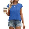 imageSAMPEEL Womens T Shirts Short Sleeve Pleated Dressy Casual Cap Sleeve Summer Tops BlousesKlein Blue