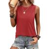 imageSAMPEEL Womens Tank Tops Eyelet Loose Casual Summer Tops Crew Neck Basic Sleeveless Shirts Trendy 2025Red
