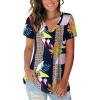 imageSAMPEEL Womens V Neck TShirts Casual Summer Loose Fit Short Sleeve Tops Basic TeesLeaf Blue