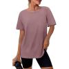 imageSAMPEEL Womens Workout Tops Oversized T Shirts Loose Fit Crewneck Short Sleeve Summer Sun Protection UPF 50Pink