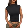 imageTrendy Queen Womens Going Out Basic Tank Tops Mock Neck Spring Clothes Sleeveless Cute Shirts Summer Y2K Sexy Outfits 2025Black