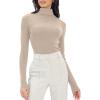 imageTrendy Queen Womens Mock Turtleneck Long Sleeve Shirts Fall Fashion Basic Layering Slim Fit Soft Thermal Underwear TopsBeige