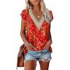 imageWomens Cap Sleeve Summer Tops 2025 Trendy Tank Tops Lace V Neck Loose Fit ShirtsBpattern 05