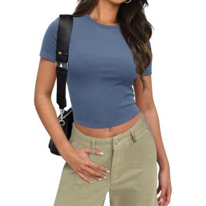 imageSAMPEEL Crop Tops for Women Summer Trendy Tight Tshirts 2024 Slim FitKyanite