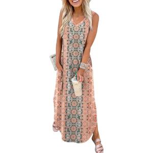 imageSAMPEEL Summer Dresses Maxi Dress Vacation Beach Sundresses 2025 with PocketsFloral Boho Ethnic Style