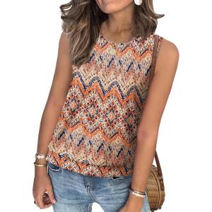 imageSAMPEEL Summer Tank Tops for Women Loose Fit Casual Round Neck Sleeveless Eyelet Tanks Trendy Vocation Outfits 2025Multi Boho