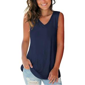 imageSAMPEEL Tank Tops for Women Cami Deep V Neck Sleeveless Shirts Womens Tees Casual TeeNavyblue