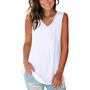 imageSAMPEEL Tank Tops for Women Cami Deep V Neck Sleeveless Shirts Womens Tees Casual TeeWhite