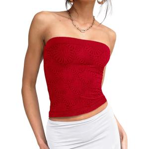 imageSAMPEEL Tube Tops for Women Summer Outfits Trendy 2024Red