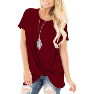 imageSAMPEEL Womens Casual Shirts Twist Knot Tunics Tops005 Burgundy