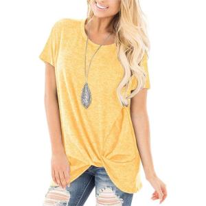 imageSAMPEEL Womens Casual Shirts Twist Knot Tunics Tops006 Yellow