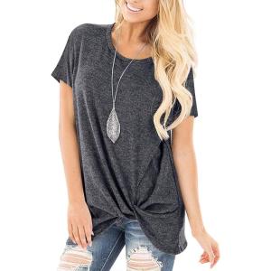 imageSAMPEEL Womens Casual Shirts Twist Knot Tunics Tops008 Darkgrey
