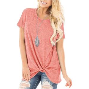 imageSAMPEEL Womens Casual Shirts Twist Knot Tunics Tops009 Coral