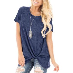 imageSAMPEEL Womens Casual Shirts Twist Knot Tunics Tops011 Navyblue