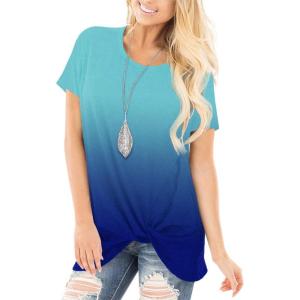 imageSAMPEEL Womens Casual Shirts Twist Knot Tunics Tops020 Ombre Blue