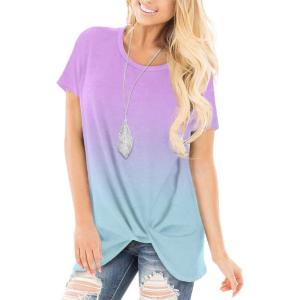 imageSAMPEEL Womens Casual Shirts Twist Knot Tunics Tops021 Ombre Pink