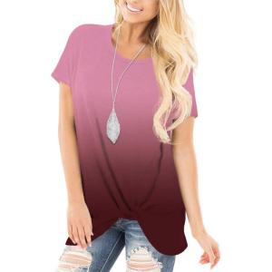 imageSAMPEEL Womens Casual Shirts Twist Knot Tunics Tops023 Ombre Wine