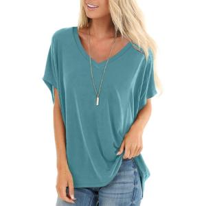 imageSAMPEEL Womens Summer Dolman Sleeve V Neck Casual Tops TshirtsBluegreen