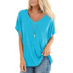 imageSAMPEEL Womens Summer Dolman Sleeve V Neck Casual Tops TshirtsLake Blue