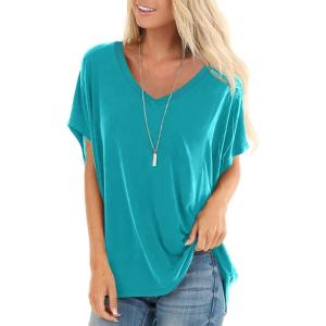 imageSAMPEEL Womens Summer Dolman Sleeve V Neck Casual Tops TshirtsTurquoise