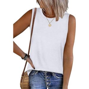 imageSAMPEEL Womens Tank Tops Loose Casual Summer Tops Crew Neck Basic Sleeveless Shirts Trendy 2025Awhite