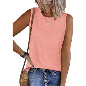 imageSAMPEEL Womens Tank Tops Loose Casual Summer Tops Crew Neck Basic Sleeveless Shirts Trendy 2025Coral