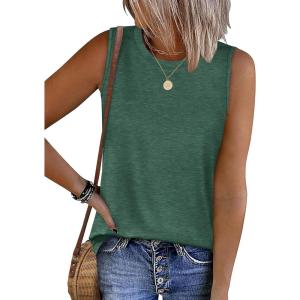 imageSAMPEEL Womens Tank Tops Loose Casual Summer Tops Crew Neck Basic Sleeveless Shirts Trendy 2025Green