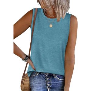 imageSAMPEEL Womens Tank Tops Loose Casual Summer Tops Crew Neck Basic Sleeveless Shirts Trendy 2025Pine Green