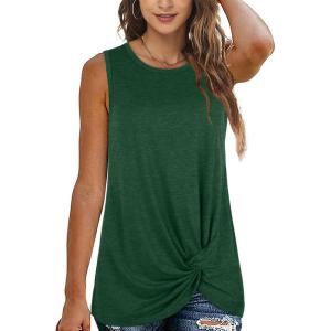 imageSAMPEEL Womens Tank Tops Twist Knot Summer Sleeveless041dark Green