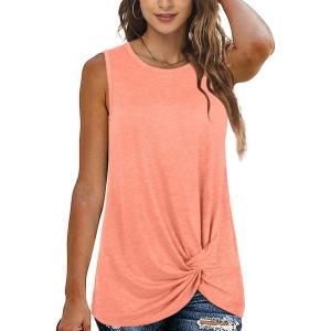 imageSAMPEEL Womens Tank Tops Twist Knot Summer Sleeveless04coral