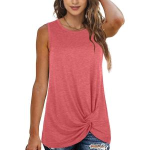 imageSAMPEEL Womens Tank Tops Twist Knot Summer Sleeveless17coralred