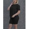 imageKaximil Womens 2 Piece Club Outfits Casual Top T Shirt Biker Legging Shorts Set1 Black