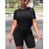 imageKaximil Womens 2 Piece Club Outfits Casual Top T Shirt Biker Legging Shorts Set1 Black