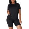 imageKaximil Womens 2 Piece Club Outfits Casual Top T Shirt Biker Legging Shorts Set1 Black