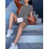 imageKaximil Womens 2 Piece Club Outfits Casual Top T Shirt Biker Legging Shorts Set1 Grey