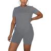 imageKaximil Womens 2 Piece Club Outfits Casual Top T Shirt Biker Legging Shorts Set1 Grey