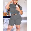 imageKaximil Womens 2 Piece Club Outfits Casual Top T Shirt Biker Legging Shorts Set1 Grey