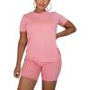 imageKaximil Womens 2 Piece Club Outfits Casual Top T Shirt Biker Legging Shorts Set1 Pink