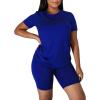 imageKaximil Womens 2 Piece Club Outfits Casual Top T Shirt Biker Legging Shorts Set1 Royalblue